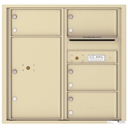 4 Tenant Doors with 1 Parcel Locker and Outgoing Mail Compartment - 4C Recessed Mount versatile™ - Model 4C08D-04