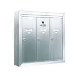 Three Compartment - 1200 Series Vertical Surface Mount USPS Replacement Approved - Apartment Style Mailboxes - Model 12503SMSHA