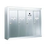 Four Compartment - 1200 Series Vertical Surface Mount USPS Replacement Approved - Apartment Style Mailboxes - Model 12504SMSHA
