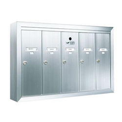 Five Compartment - 1200 Series Vertical Surface Mount USPS Replacement Approved - Apartment Style Mailboxes - Model 12505SMSHA
